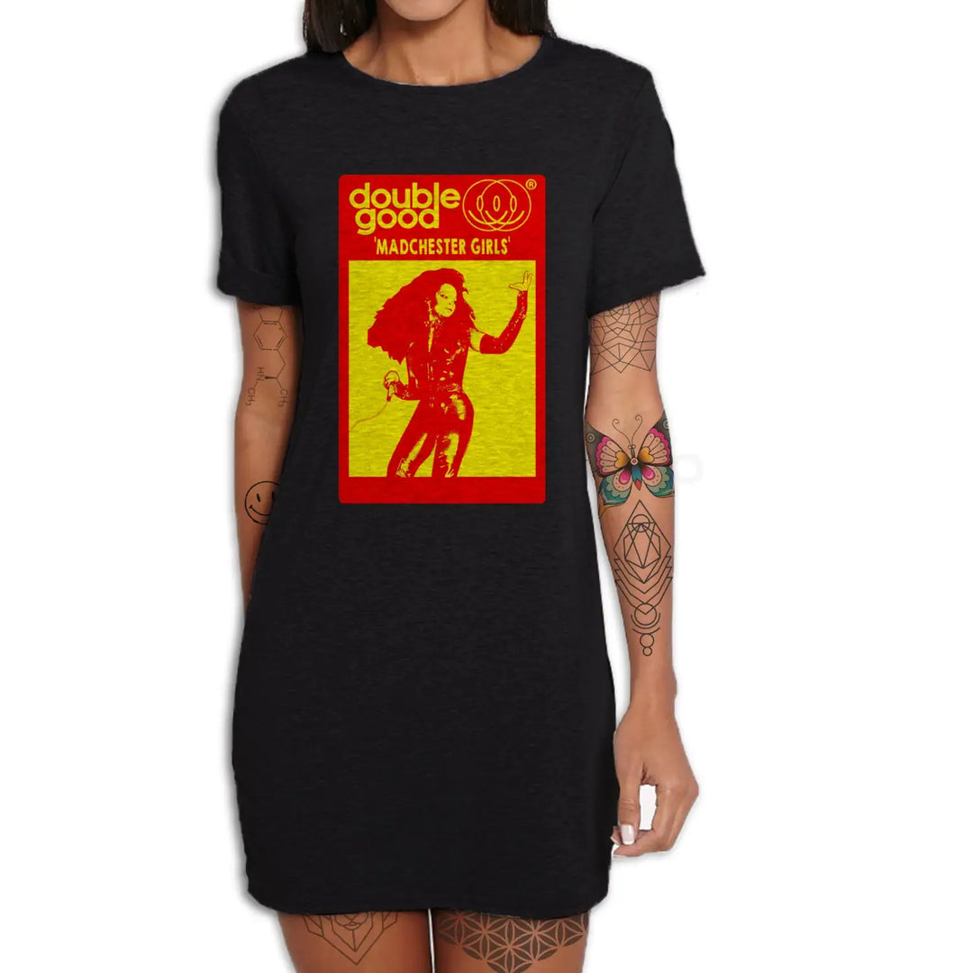 Madchester Girls T Shirt Dress - Small / Red Print