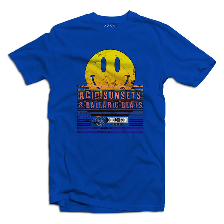 Acid Sunsets Balaeric Beats Mens T Shirt - Small / Royal Blue