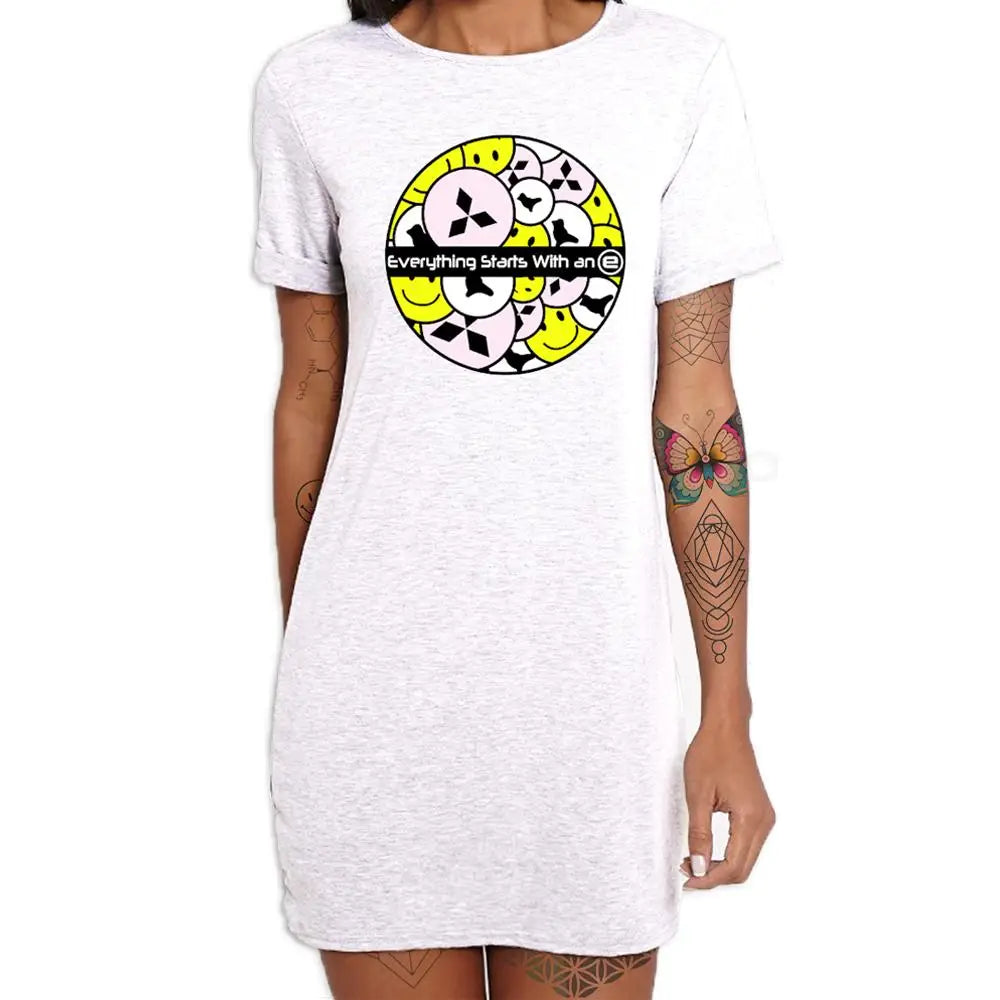 Eveything Starts With an E Ecstasy Women's White Dress