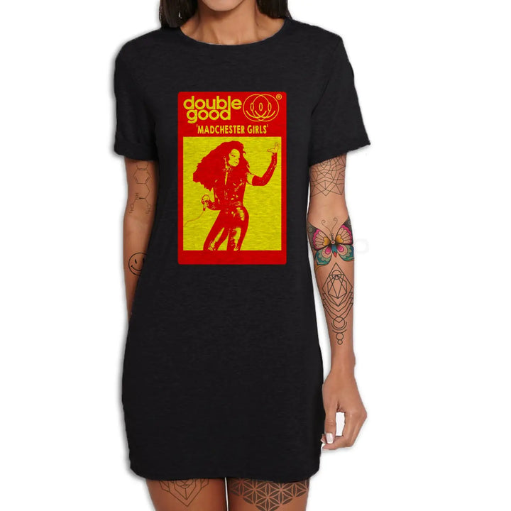 Madchester Girls T Shirt Dress - Small / Red Print