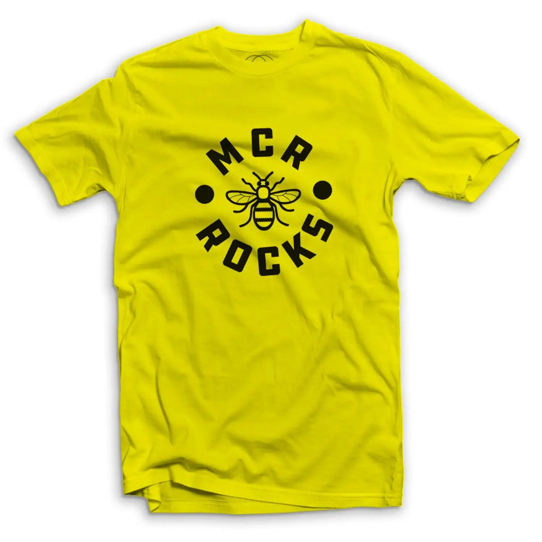Manchester Rocks Logo Men’s T - Shirt - S / Yellow