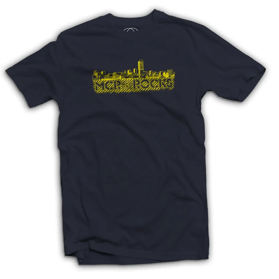 Manchester Rocks Skyline Men’s T - Shirt - L / Navy Blue
