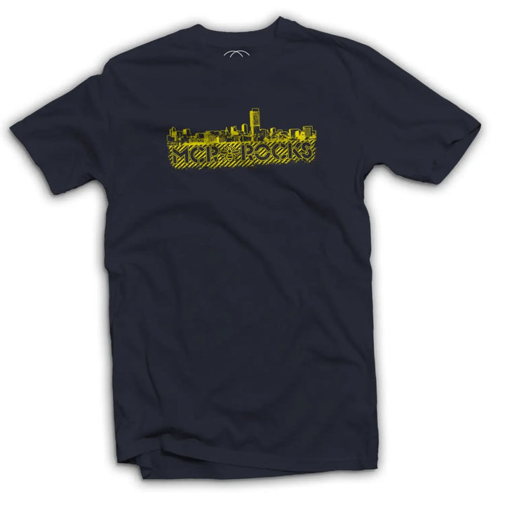 Manchester Rocks Skyline Men’s T - Shirt - M / Navy Blue