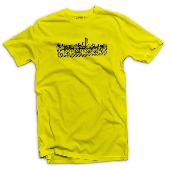 Manchester Rocks Skyline Men’s T - Shirt - XL / Yellow