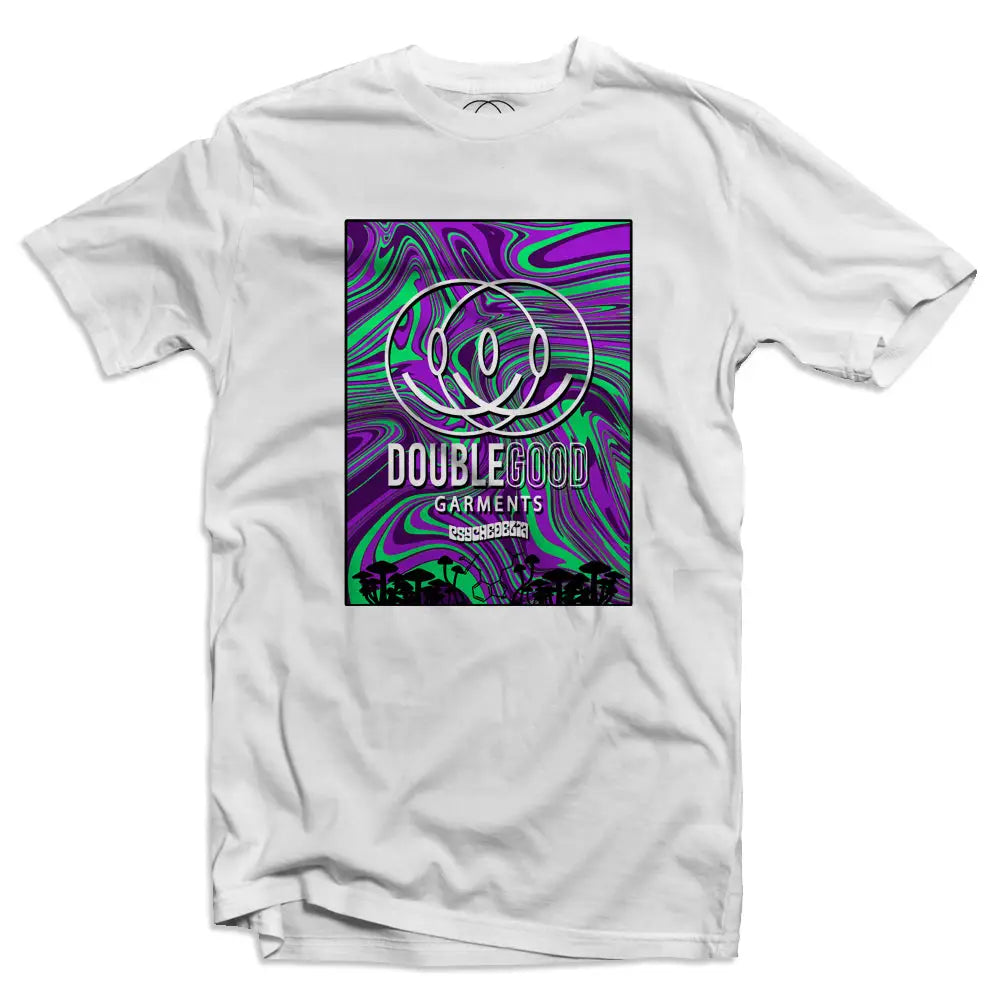 Psychedelic Double Good Logo Mens T - Shirt - Small / White