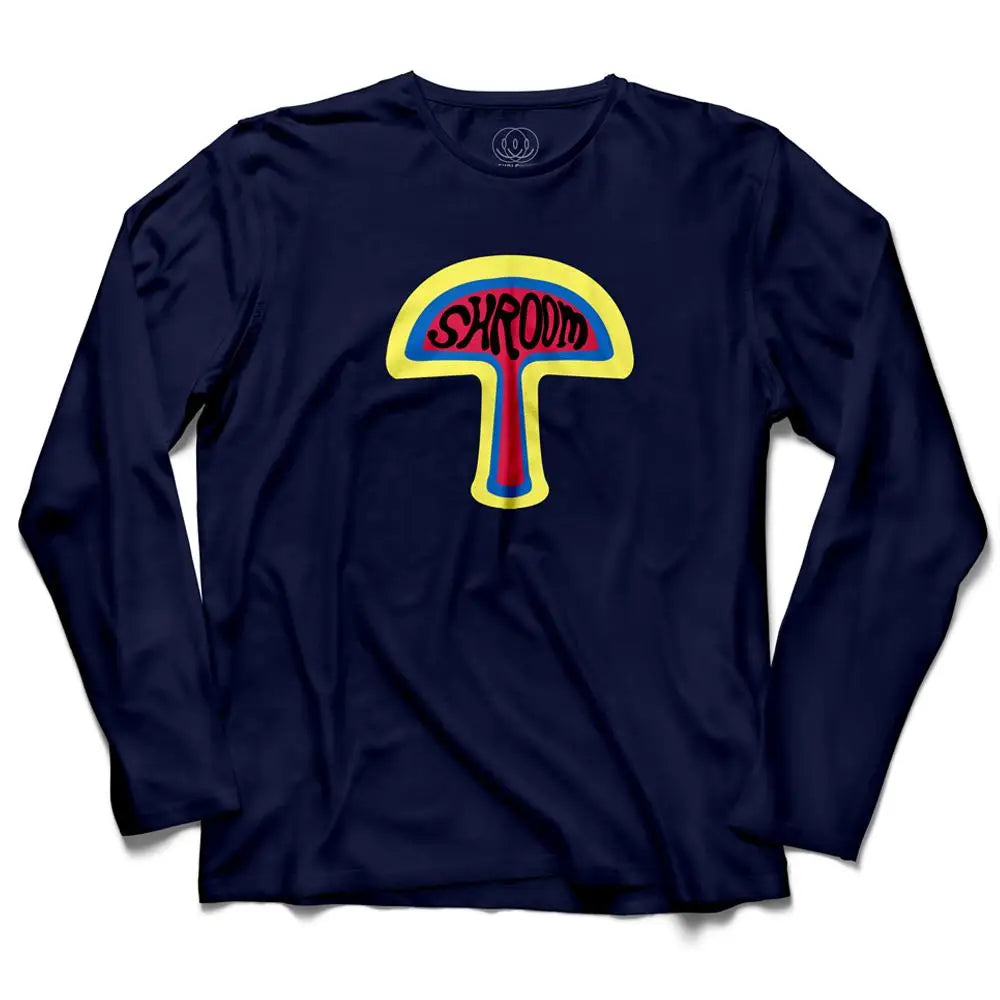 Shroom Rave Music Men's Long Sleeve Navy T-Shirt