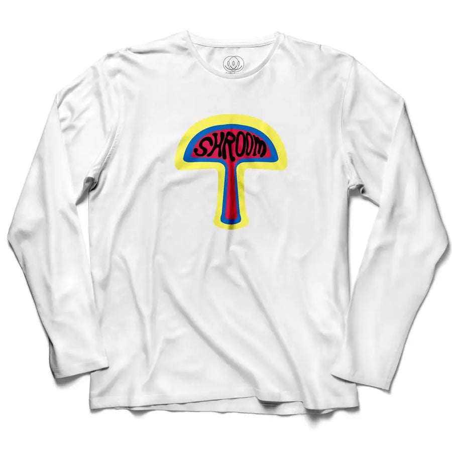 Shroom Rave Music Men's Long Sleeve White T-Shirt