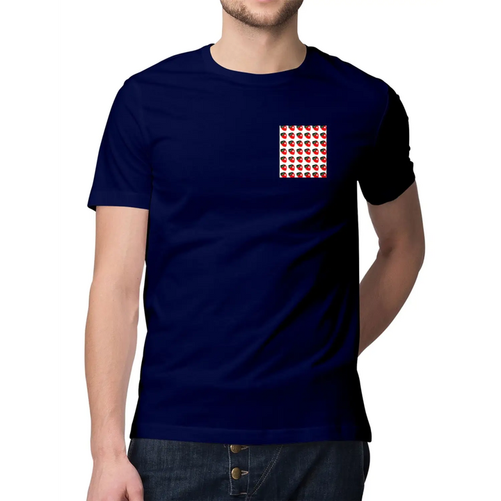 Strawberry Acid Chest Print Men’s T - Shirt - 3XL / Navy Blue