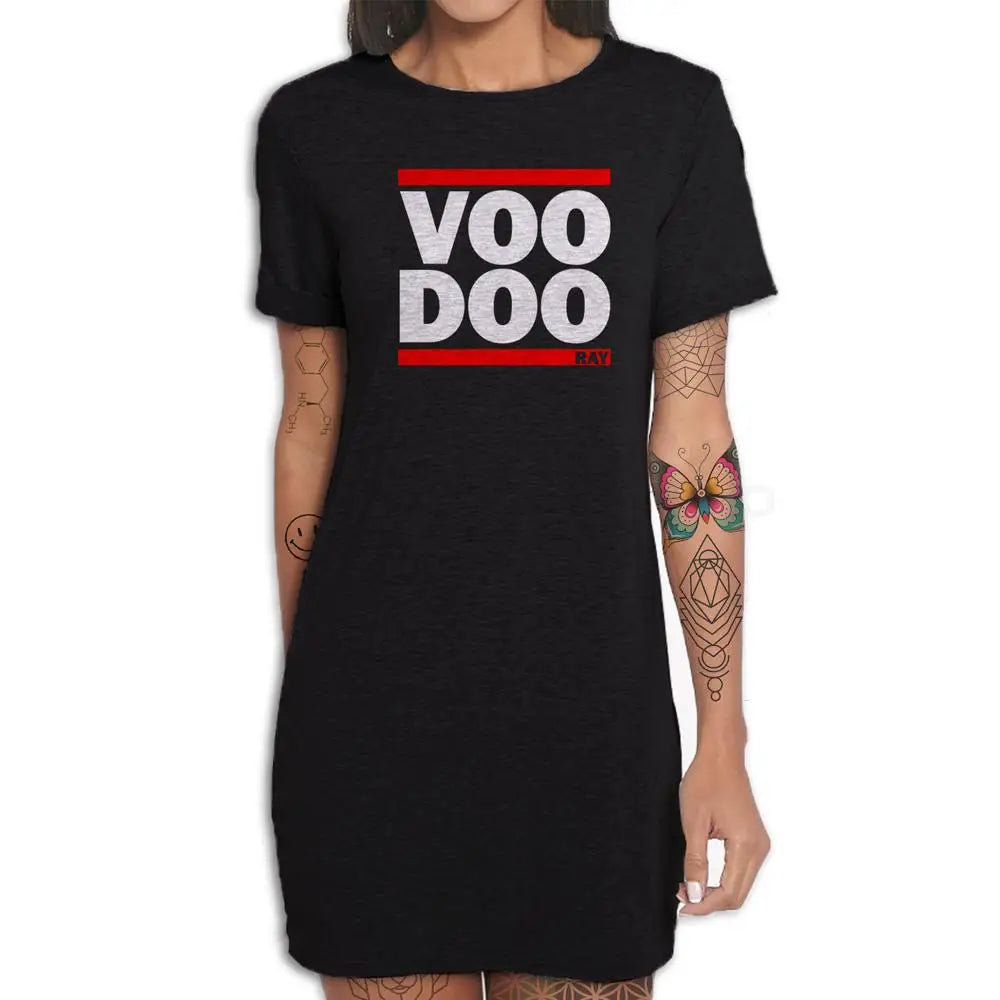 Voodoo Ray Women's Acid House T-Shirt Dress Black Front