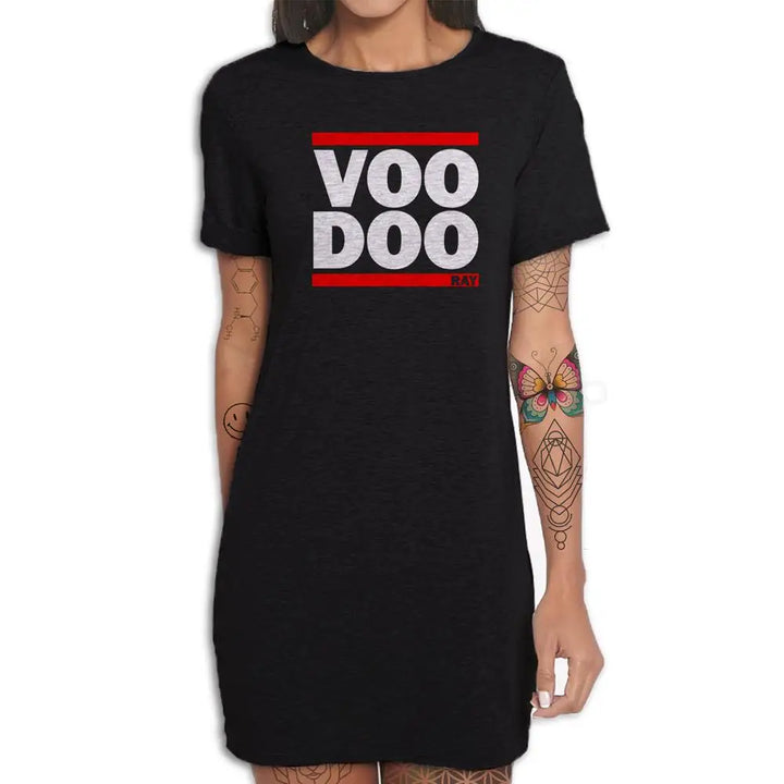 Voodoo Ray Women's Acid House T-Shirt Dress Black Front